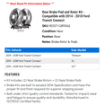 thumbnail image 2 of Rear Brake Pad and Rotor Kit - Compatible with 2014 - 2018 Ford Transit Connect 2015 2016 2017, 2 of 2