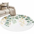 thumbnail image 2 of Area Rug 48in, Watercolors Yellow Green Yugal Leaves Floor Carpet Living Room Rug, Spring Summer Plant Non-Slip Welcome Mat Indoor Rugs for Bedroom Dining Room, 2 of 9