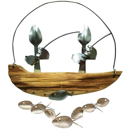dtydtpe room decor home decor people head fishing angler person wind three two chimes one bell spoon people decoration & hangs