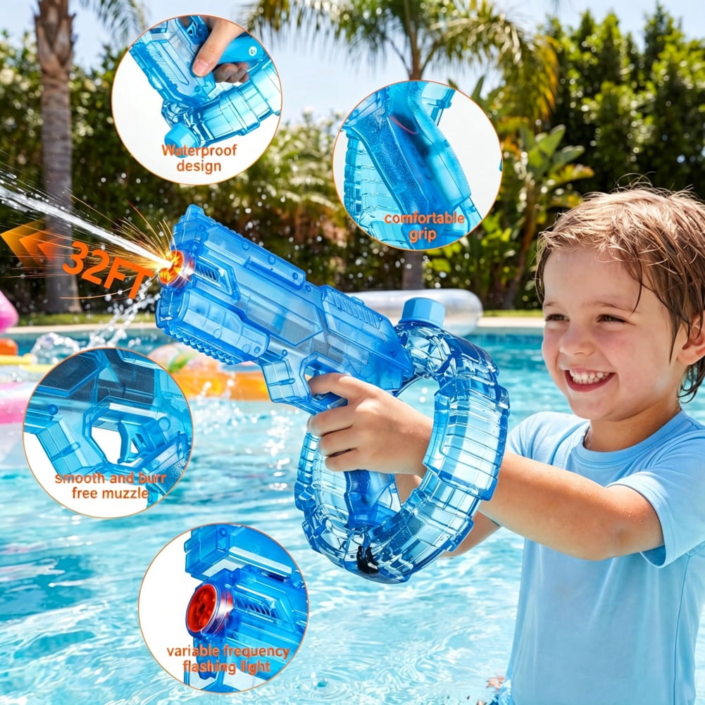 Thunder Jet Water Gun,Mechanical Transforming Electric Water Gun,Electric Water 𝙗laster With Strobe Lights,Long Range & Mechanical Deformation,Outdoor Water Game Gift Boys Girls