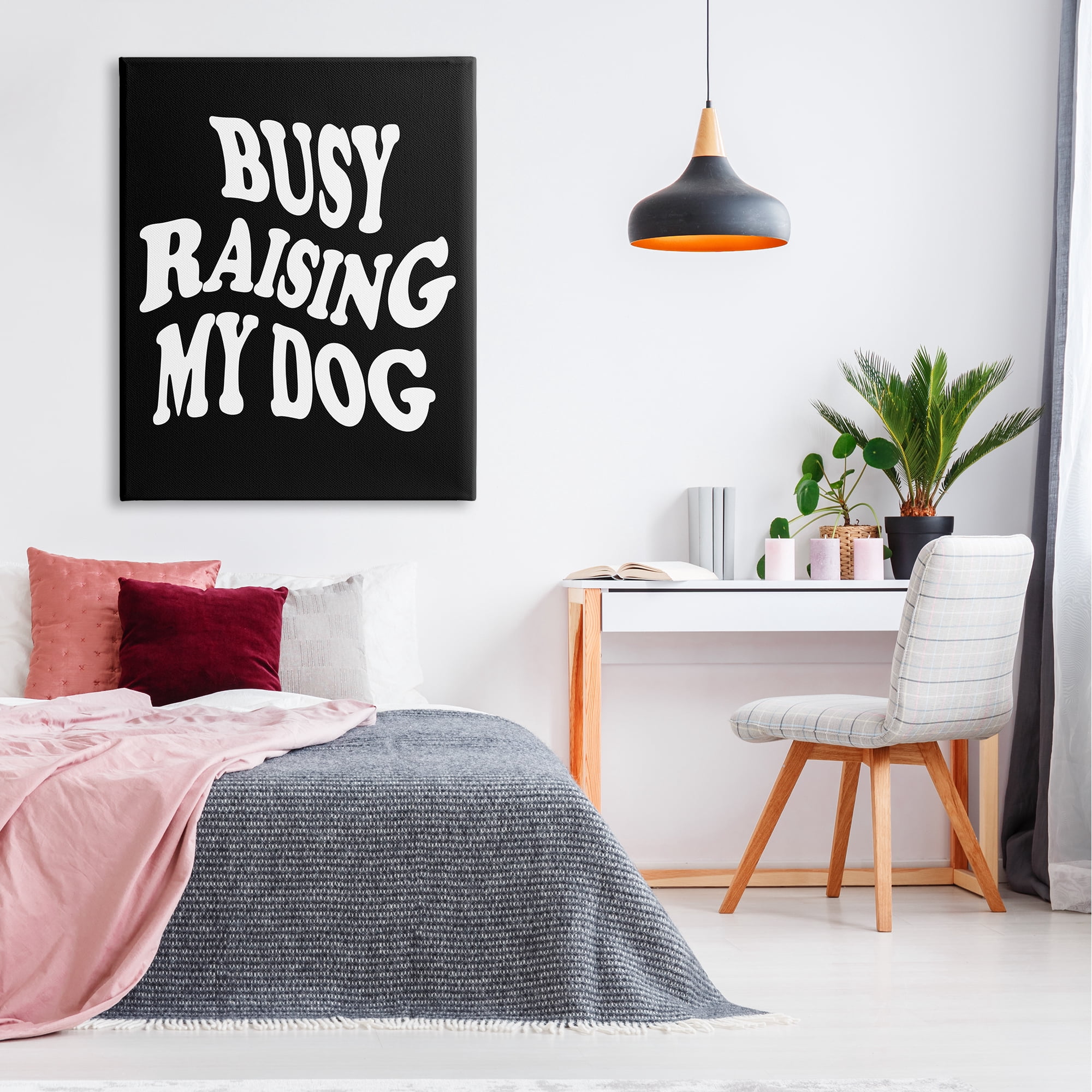 Stupell Industries Black & White Dog Phrase Inspirational Painting Gallery Wrapped Canvas Art Print Wall Art, 36 x 48