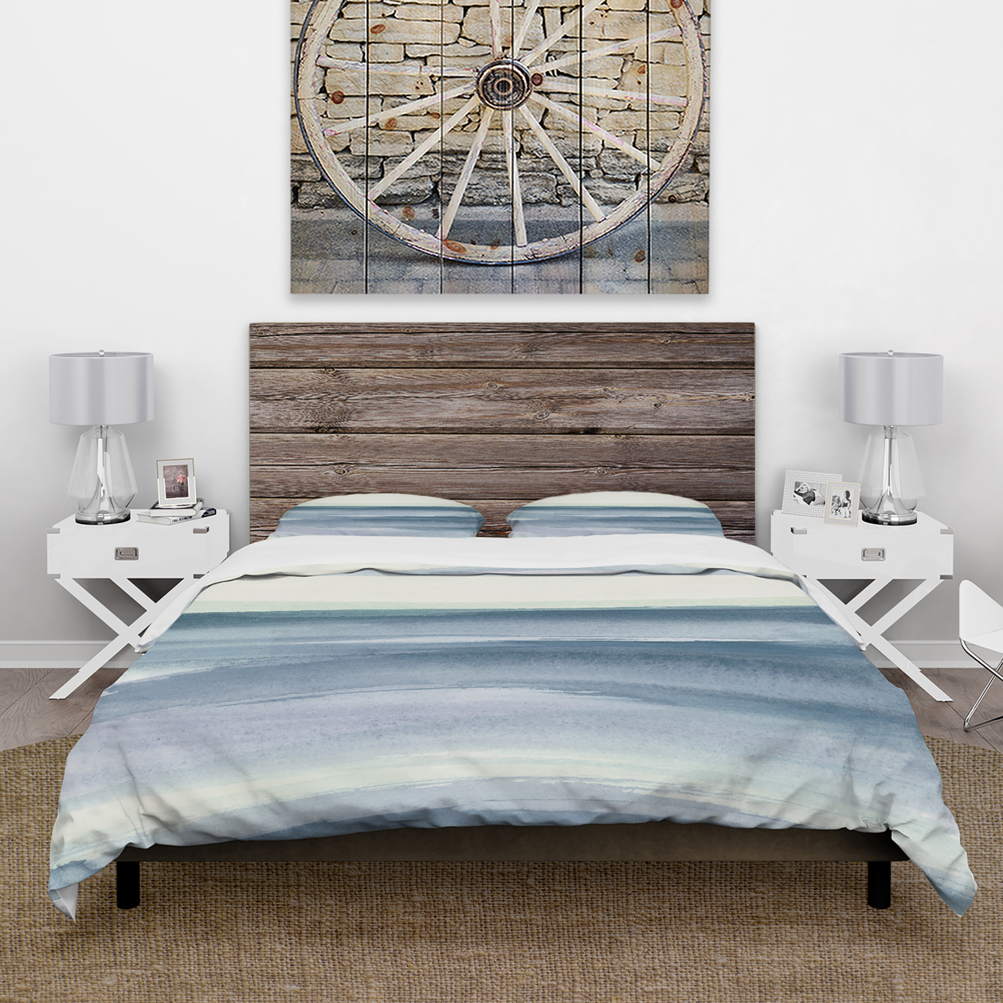 Designart 'Mint Indigo Dawn I' Cottage Duvet Cover Set