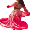 thumbnail image 3 of Femmes Mesh Pure Bikini Cover up Ensemble Transparent Manches Longues Crop Tops Jupes Plage Maxi Robe, 3 of 6