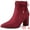 Burgundy, variant on Unique Bargains Women's Pointed Toe Chunky Heel Zipper Ankle Boots Red 8
