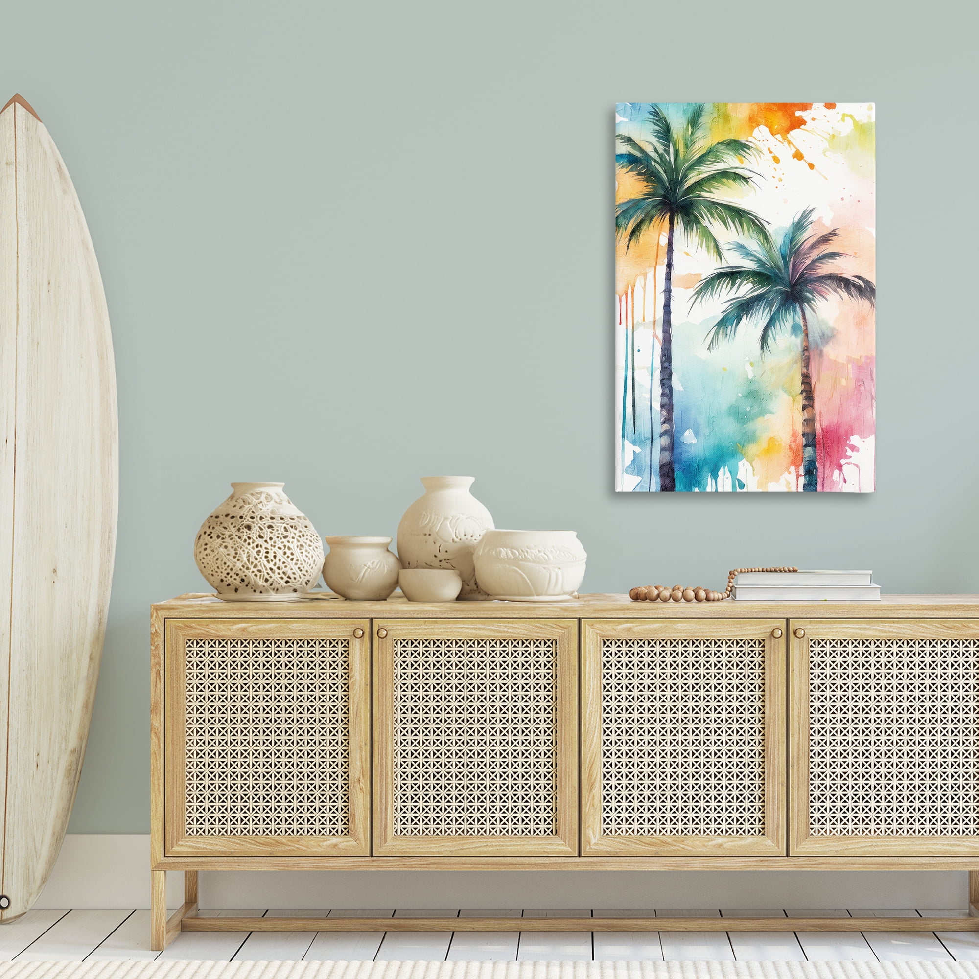 Stupell Industries Paint Splash Palms Botanical & Floral Painting Gallery Wrapped Canvas Art Print Wall Art, 30 x 45