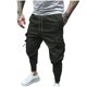 thumbnail image 1 of Pantalones largos para hombre, elásticos, de color liso, con cremallera, múltiples bolsillos, cintura elástica, cordón ajustable, de poliéster., 1 of 8