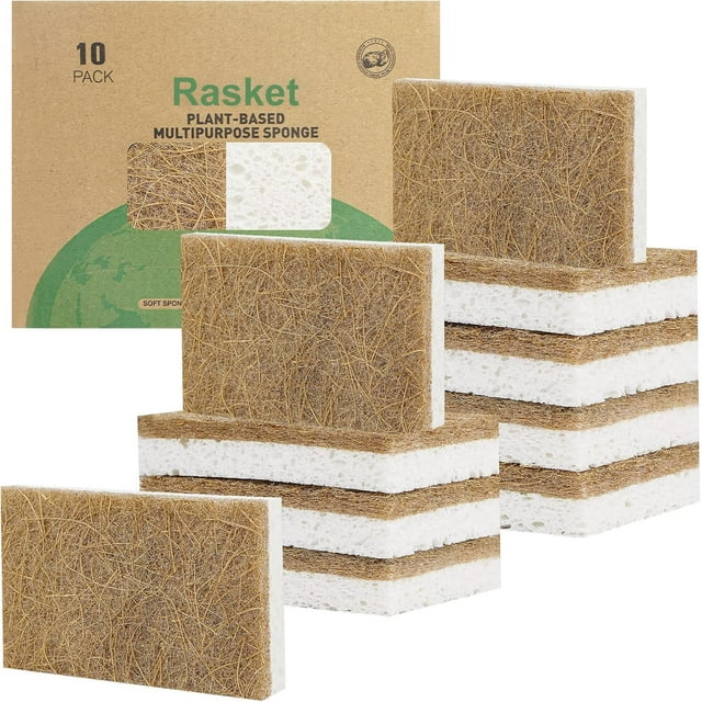 Paquete de 10 esponjas naturales biodegradables para cocina