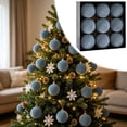 thumbnail image 6 of Flocked Christmas Ball Ornaments Set of 9, Large Textured Velvet Baubles for Christmas Tree, Matte Holiday Decorations for Tree and Garland - Gray, 6 of 8