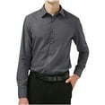 thumbnail image 2 of Penkiiy Men's Slim Fit Business Dress Shirts Wrinkle Free Long Sleeve Button Up Shirts Solid Formal Dress Shirt Gray Clearance, 2 of 6