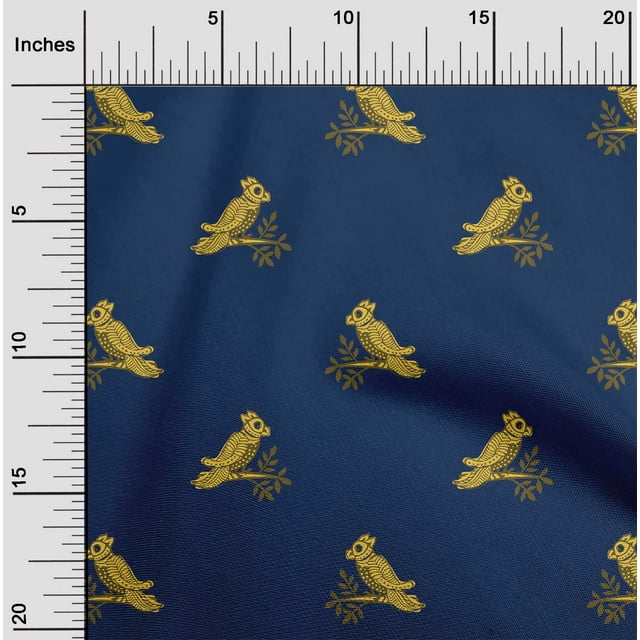oneOone Cotton Poplin Fabric Bird Block Printed Craft Fabric BTY 56 Inch Wide