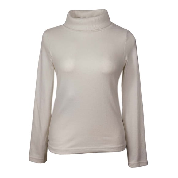 Suéter Simply Basic para Mujer, con Cuello Ruso Manga Larga Hueso Talla EEG