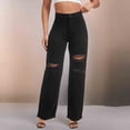 thumbnail image 2 of YDLCAFD Womens High Waisted Wide Leg Jeans Stretchy Distressed Denim Pants L, 2 of 8