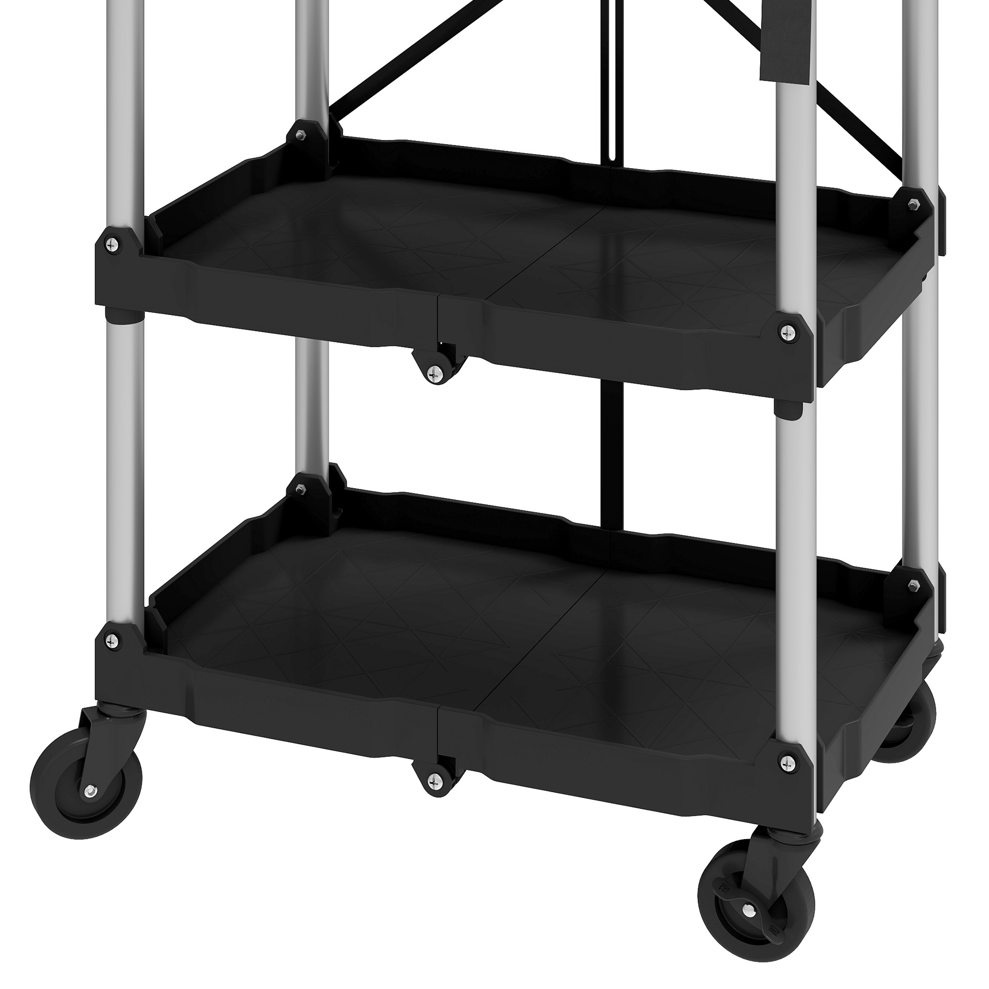 Uforic 3-Tier Collapsible Utility Cart with 360° Swivel Wheels, 115 lb Load Capacity per Shelf, Portable for Home and Office