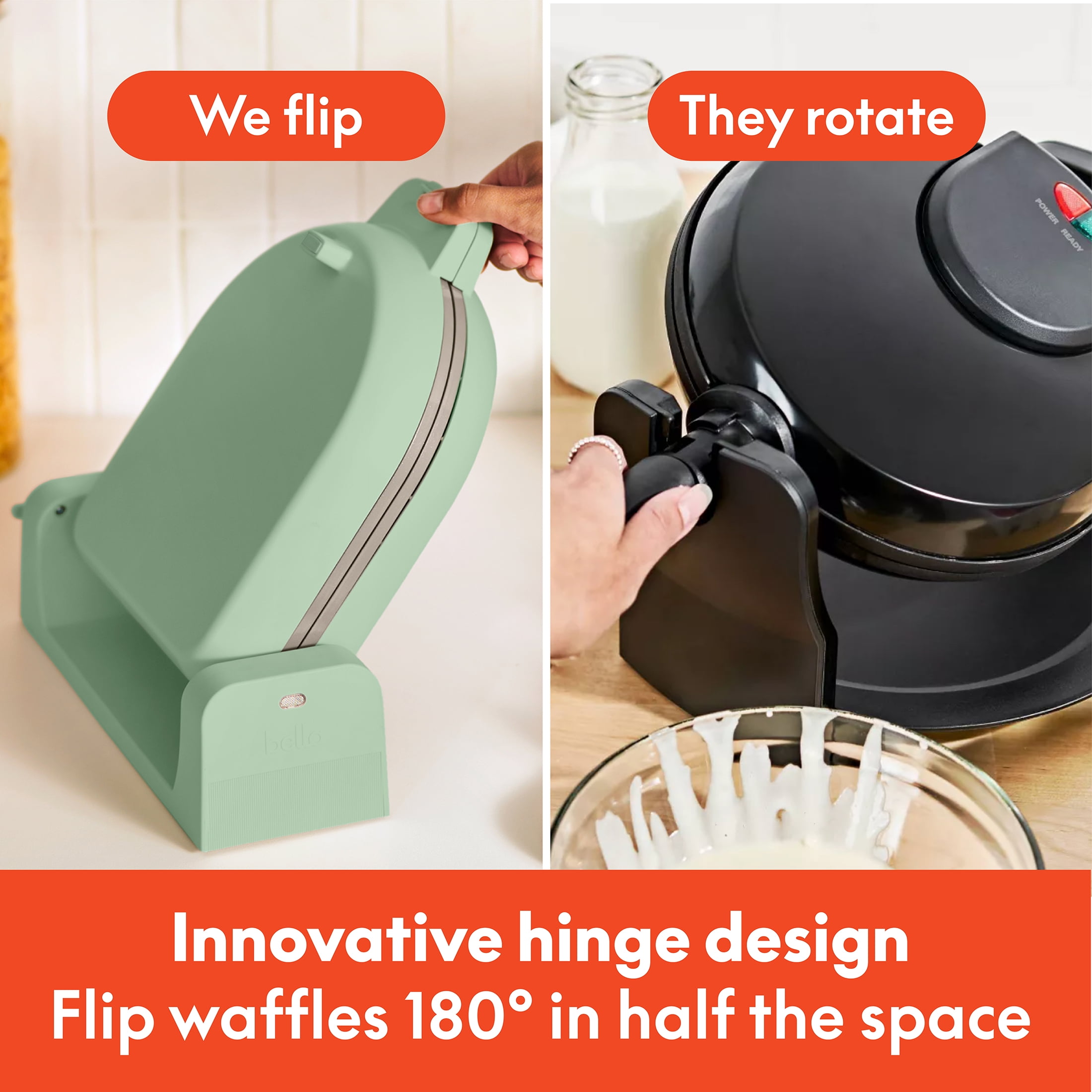 bella Stack & Store Mini Waffle Maker, Seaglass