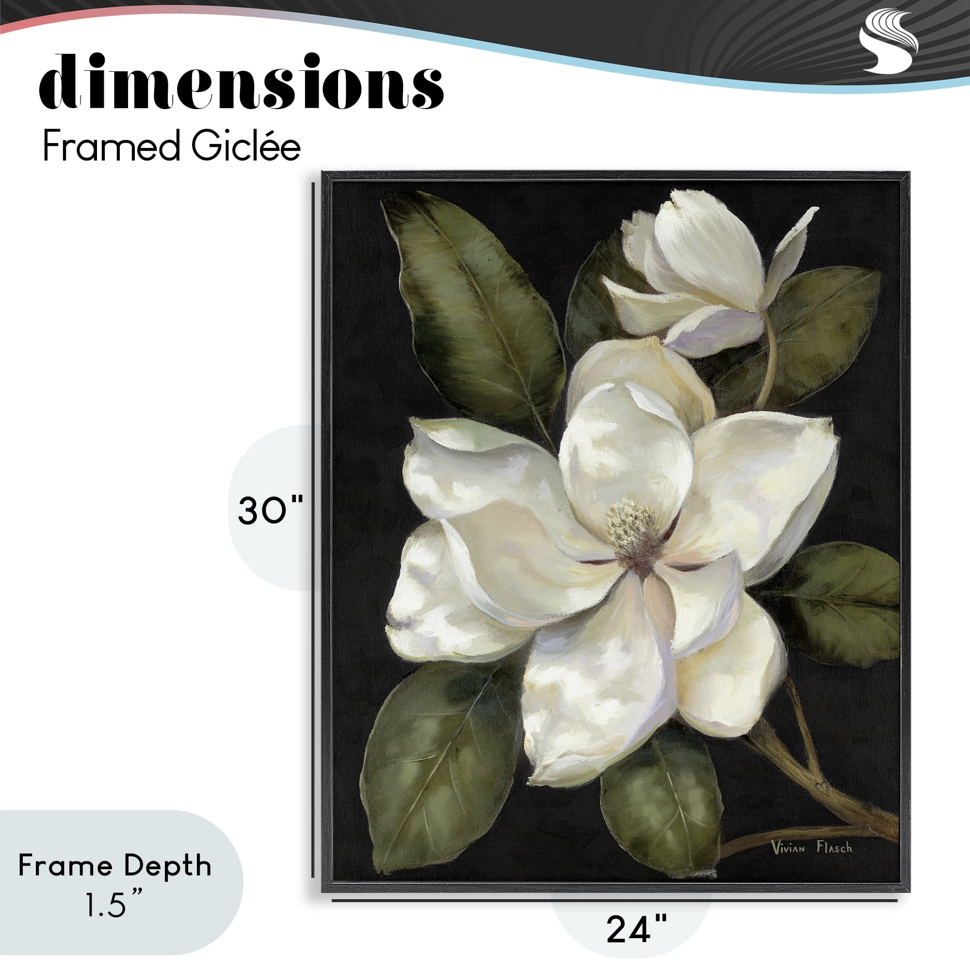 Stupell Industries Blooming Magnolia Buds Black Framed Giclee Art, design by Nan