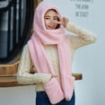 thumbnail image 7 of Njoeus Winter Hoodie Hat Scarf Gloves Set for Women,Warm Soft Fleece Women Siamese Pocket Hooded Hat Long Scarf Shawl Wrap, 7 of 7