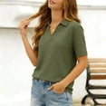 thumbnail image 2 of Agkizg Women's Collared Short Sleeve T Shirt Solid Color Loose Fitting Casual Basic Daily Wear Top, 2 of 5