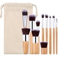 thumbnail image 1 of 11PCS Makeup Brush Set Bamboo Handle Professional Cosmetic Brush with Burlap Bag, 1 of 10