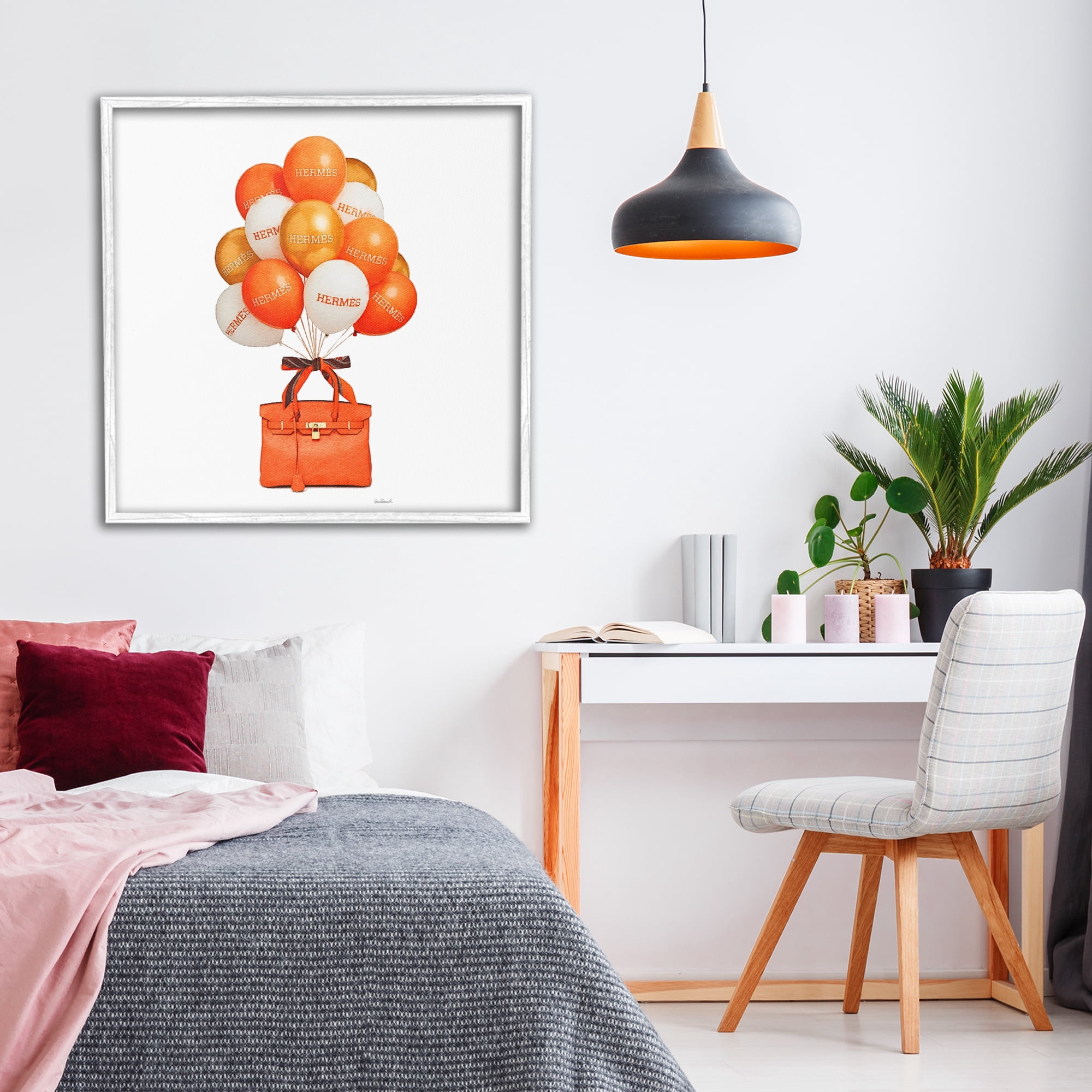 Stupell Industries Orange Handbag & Balloons White Framed Giclee Art, design by Amanda Greenwood