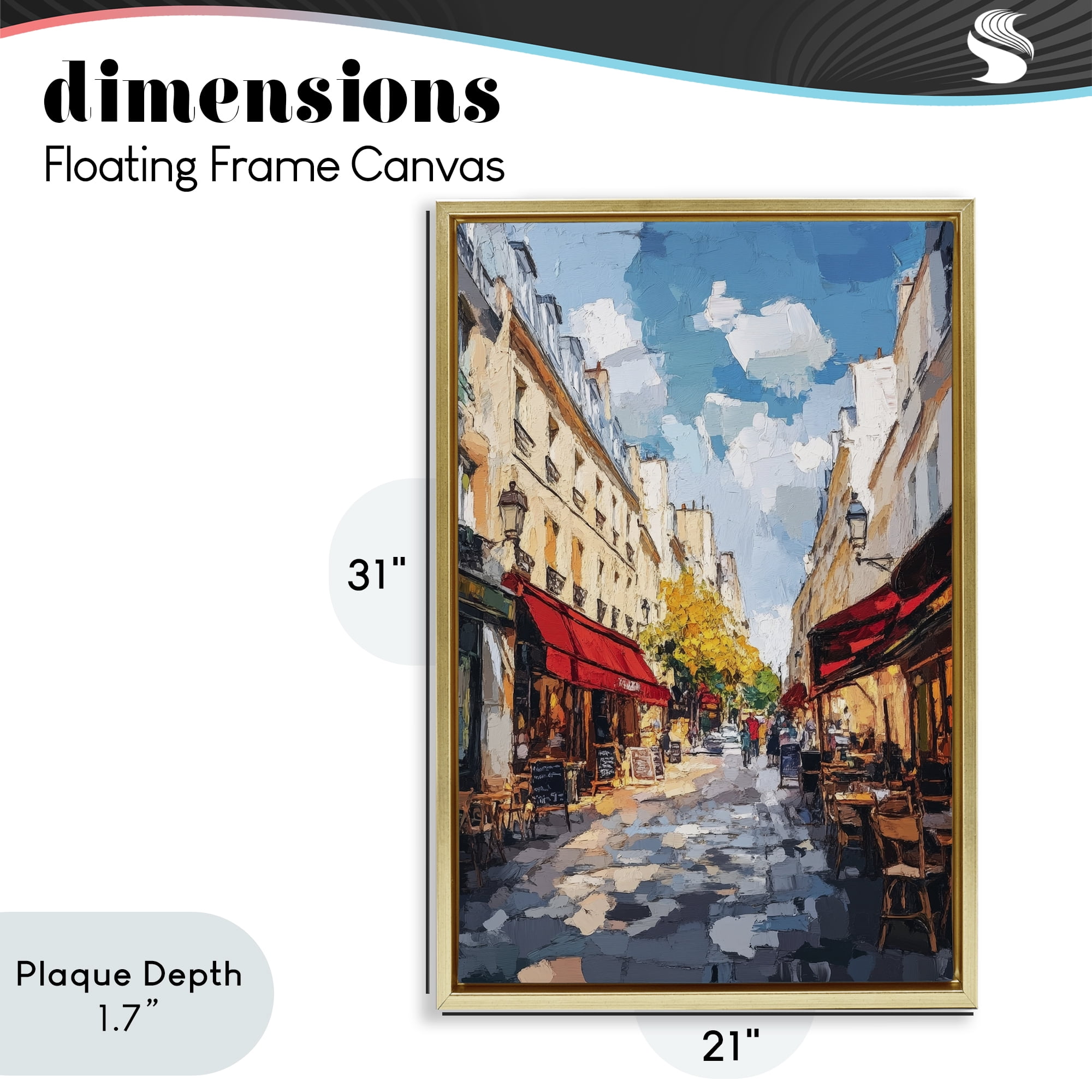 Stupell Industries Charming Paris Street Scene Gold Framed Floater Canvas Wall Art, design by Petal Prints Design