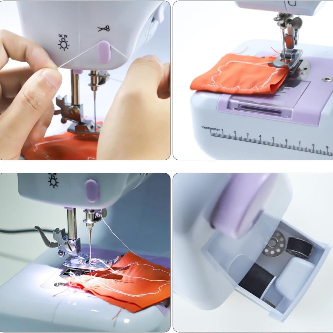 Mini sewing machine, built-in 12-needle multi-function pedal automatic sewing machine, suitable for beginners, send wife/mother/friend Valentine's Day gift