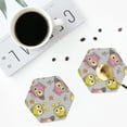 thumbnail image 4 of Pofeuu Cartoon Owls Print Coasters for Drinks, 4Pack PU Leather Coasters, Bar Drink Coasters for Tabletop Protection, Furniture from Damage-Hexagon, 4 of 6
