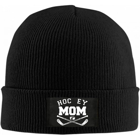 Hockey Mom Beanie Hat for Women Men Winter Hat Cuffed Winter Beanie Warm Skull Cap Plain Knit Hat Cap