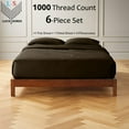 thumbnail image 2 of 6-PC Short King Organic 1000-TC Cotton Sheet Set - 18" Deep Pockets with 4 Pillowcases - Chocolate, 2 of 7