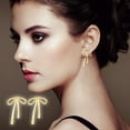 thumbnail image 2 of Fiaya Women Fashion Bow Earrings, 1Pairs Simple Lightweight Bow Ribbon Studs, Daily Earrings Jewelry Accessory Presents for Women (Gold-A), 2 of 6