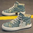 thumbnail image 2 of Rokment Mens High Top Fashion Sneakers Retro Streetwear Casual Ripped Denim Lace up Platform Canvas Walking Flat Tennis Shoes 2026 Light Blue Size 10, 2 of 6