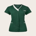 thumbnail image 2 of LYMAYTER Womens V-Neck Nurse Work Uniform Shirts Quick-Dry Hospitals Hotel Generic for S-3XL, 2 of 7