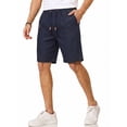 thumbnail image 2 of RICHCOIN Mens Linen Shorts Adjustable Drawstring Elastic Waist Relaxed Fit Summer Outdoor Beach Shorts With Pockets, 2 of 7