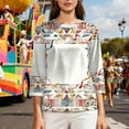 thumbnail image 4 of Craaazy Women's Carnival Trendy Shirts Crewneck 3/4 Sleeve Colorful Mardi Gras Tops Gifts, 4 of 8