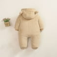 thumbnail image 5 of Baby Boy Girls Winter Warm Rompers Unisex Newborn Fleece Outfits Bodysuits Toddler Baby Boys Girls Color Plush Cute Bear Ears Winter Thick Keep Warm Jumpsuit Romper Khaki 0-3 Months, 5 of 7
