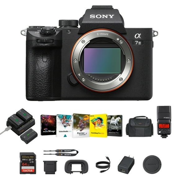 Sony a7 III Mirrorless Full-Frame Digital Black Camera Corel Software Flash Kit