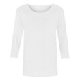 thumbnail image 5 of Tshirt Women Women's Plus-size Model O-neck 3/4 Sleeve Solid Color Top, 5 of 6