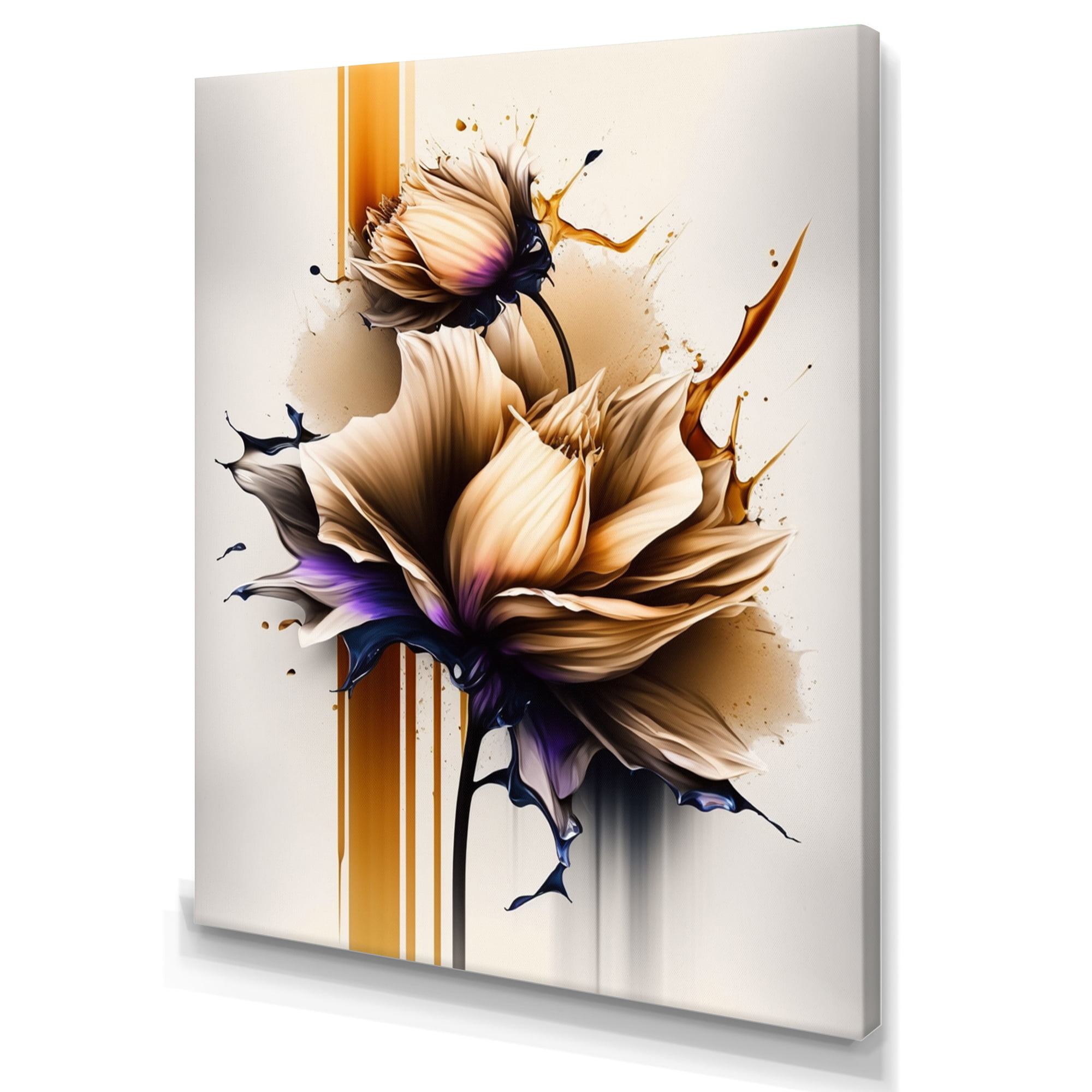 Designart Orange Dahlia Flower On Abstract Fusion IV Canvas Wall Art ...