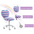 thumbnail image 4 of Guyou Cute Fuzzy Kids Chair, Faux Fur Rolling Swivel Children Desk Chair, Adjustable Student Task Chair Vanity Chair with Heart Shaped Back for Bedroom Living Room Study Room Kids Room , Rainbow, 4 of 12