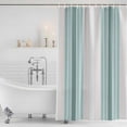 thumbnail image 3 of Teal Aqua Stripes Shower Curtain Set, Waterproof Shower Curtains for Bathroom, Minimalist Abstract Vertical Lines Washable Fabric Cloth Bath Curtain for Bathtub Decoration with Hooks 54x78 Inches, 3 of 6
