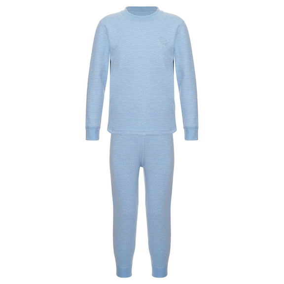 Yhong Youth Kids Boys Girls Striped Thermal Underwear Winter Base Layer Long Johns Set Thermal Top with Leggings Set Blue 4-5