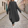 thumbnail image 5 of Otvok Ladies Open Front Maxi Knit Sweater Coat, Women Oversized Long Sleeve Diamond Cable Knit Loose Fit Cardigan Outerwear, 5 of 7