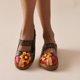 thumbnail image 1 of Sandalias de tacón plano con estampado de flores manuales para mujer, con bloques de colores personalizados Wmkox8yii  nm778, 1 of 8