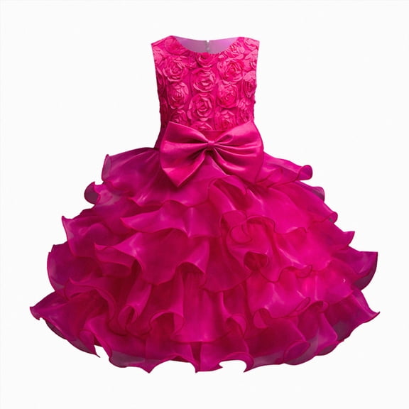 Splozh Dress for Baby Girl 18 24 Months 2T 3T 4T 5T 6T Kids Dress Girls Birthday Long Elegant Sleeveless Mesh Princess Flower Girl Dresses Wedding,Hot Pink,2-3 Years