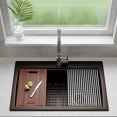 thumbnail image 4 of 33" x 22" Workstation Kitchen Sink, Quartz Kitchen Sink, Single Bowl Sink, Drop-in Sink, Granite Kitchen Sink, Metallic Black Kitchen Sink, with Accessories by Lexicon Platinum LP-750TM-M, 4 of 7