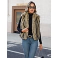 thumbnail image 4 of FIOPHY Womens Faux Fur Vest Stand Collar Sleeveless Open Front Cardigan Top Fuzzy Coats Jacket Fluffy Outwear with Pockets, Mustard Yellow,S, 4 of 8