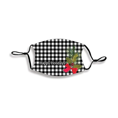 Happy Holidays Blue One Size Fabric Fashion Face Covering Mask