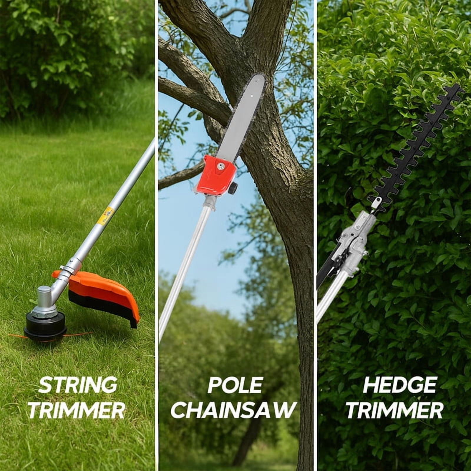 2-Stroke Weed Eater, 52cc Gas Weed Wacker 5 in 1 Gas String Trimmer Multi Functional Garden Trimming Tools with Rubber Handle & Shoulder Strap Brush Cutter for Lawn, Garden and Yard