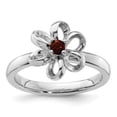 thumbnail image 3 of Auriga 925 Sterling Silver Polished Garnet Flower Ring for Women Size- 9, 3 of 6