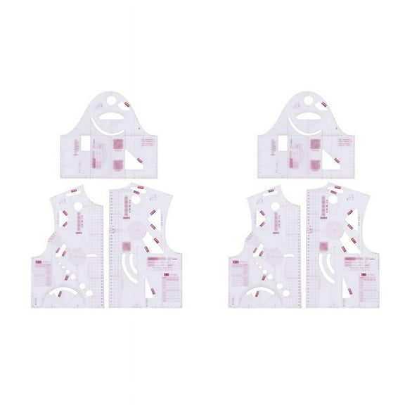 2X 1:3 Cloth Design Ruler Transparent French Curve Ruler Measure Ruler Design Ruler Pattern Making for Doll Sewing Tool