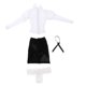 thumbnail image 3 of Conjunto de ropa para muñeca femenina, traje completo, blusa de manga larga, falda, traje de corbata hecho a mano para accesorios de figuras de acción Negro Baoblaze Traje de muñeca femenina, 3 of 6